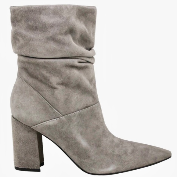 Nine West Cames Slouch Booties Grey Suede Leather Pointed Toe Mid-Calf Boots 7 - Picture 2 of 7